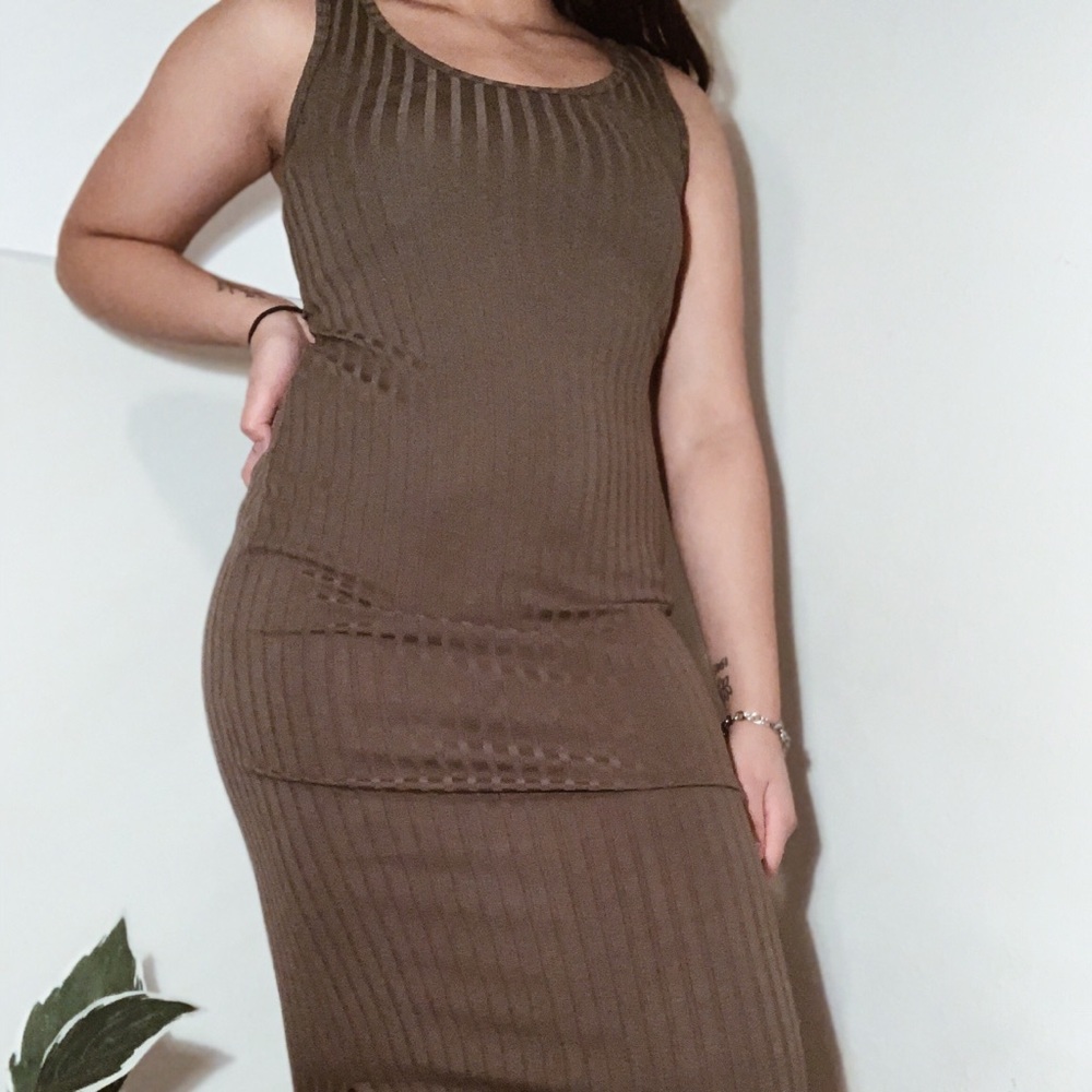 Derek heart olive green dress